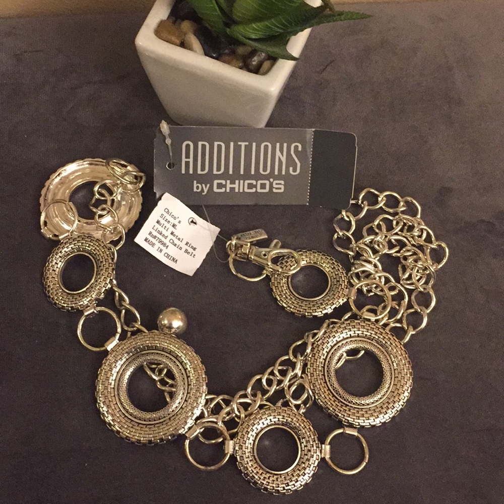 CHICOS Bellingham Chain Silver  Belt M/L